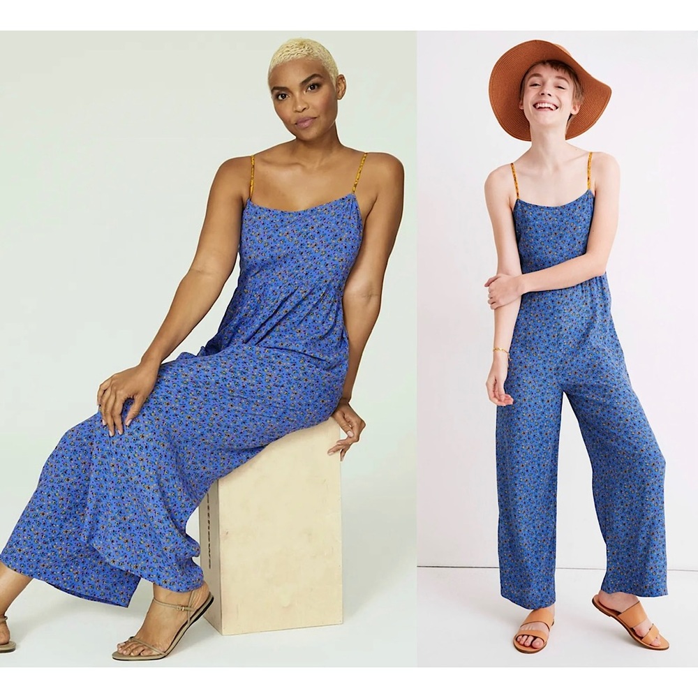 MADEWELL 90s Floral Print Sleeveless Wide Leg‎ Smocked Back Camisole Jumpsuit 00